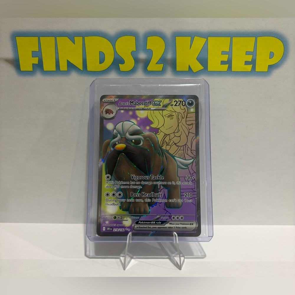 Official Pokemon Arven's Mabosstiff EX 218/182 Destined Rivals Full Art NM RAW